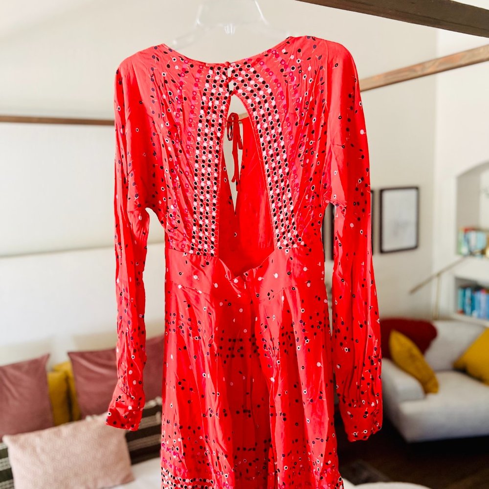 LNC - Free People Coryn Minidress, Coral/Red, Size 10 - Picture 3 of 10
